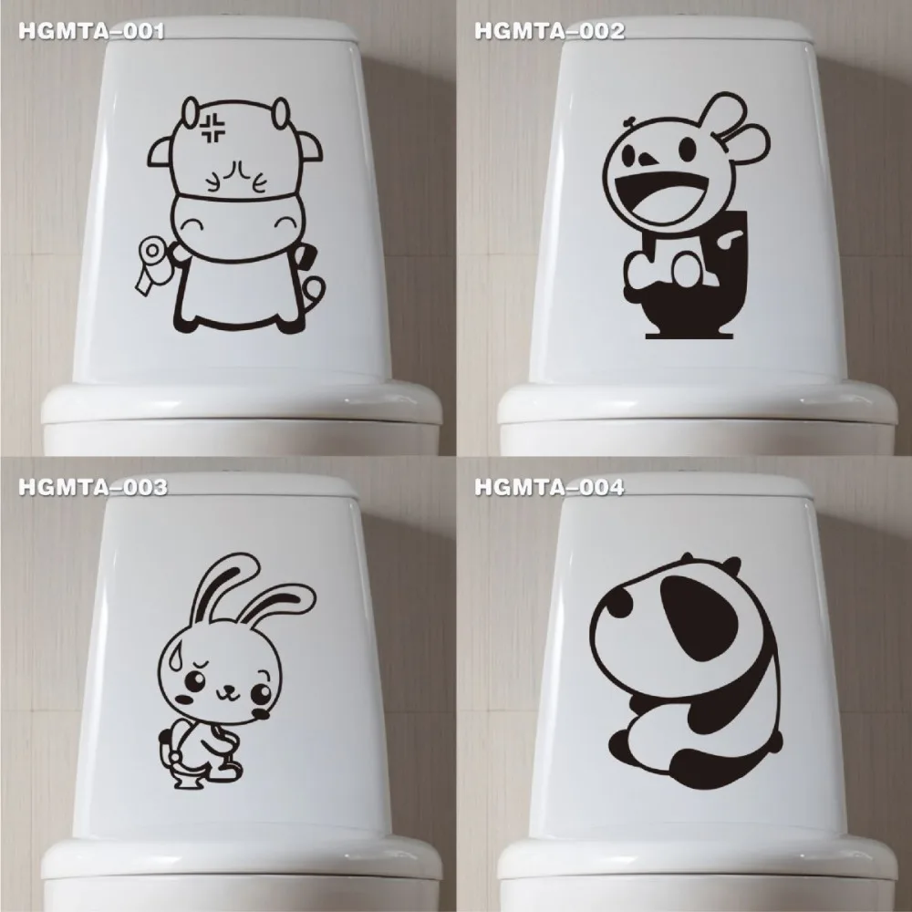 

2PCS Funny Wall Sticker Toilet Bathroom Decor Home Decoration Creative Stickers WC Kids Room 3D Funny Cute Animal Wall Sticker