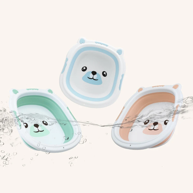 Baby Foldable Bath Tub Folding Basin Silicone Bathtub Portable Children Washing Face Foot Tubs Collapsible Thicken Washbasin