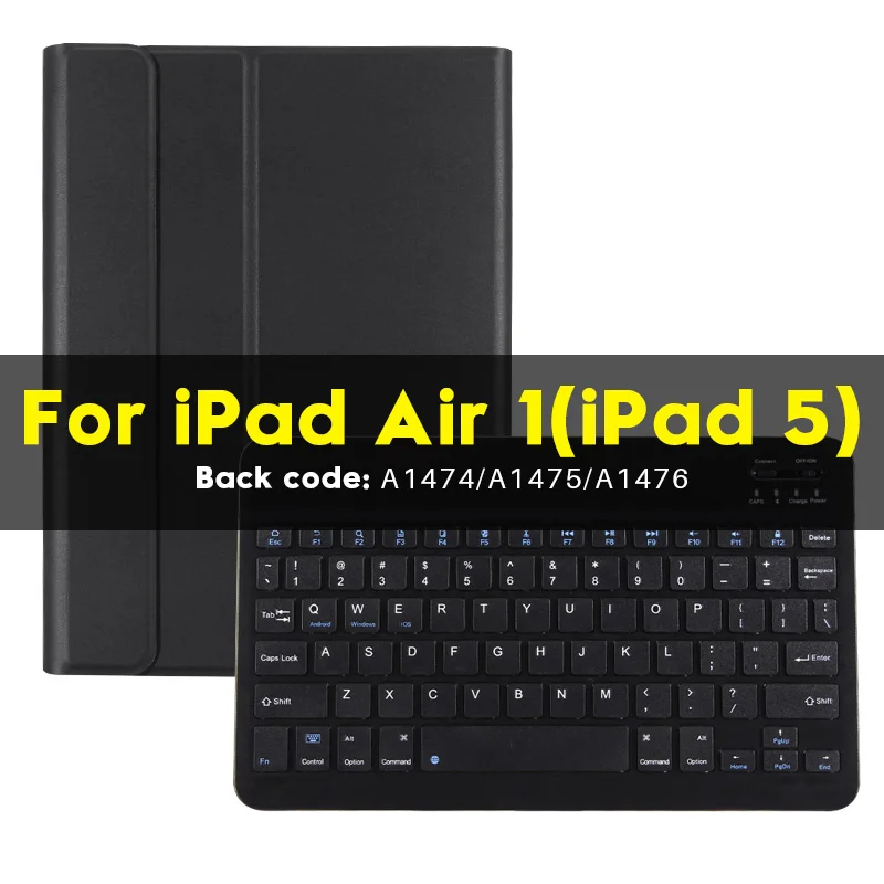 Чехол-клавиатура для iPad Air 1 Air 2 9,7 дюймов 2013/ с держателем карандаша Apple из искусственной кожи, Умный Магнитный чехол для iPad 5 6, чехол - Цвет: For iPad Air 1 BK