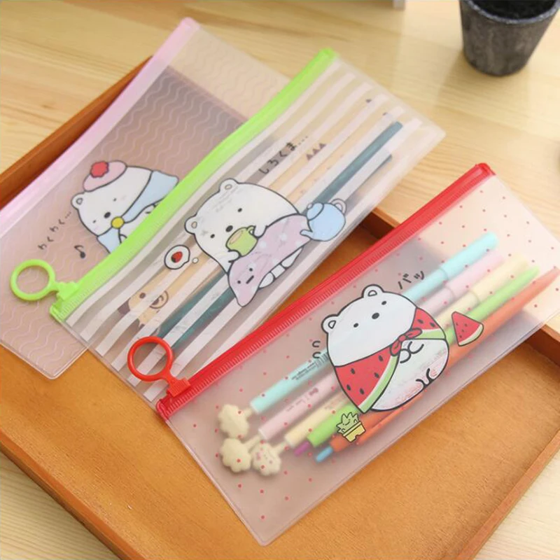 

Transparent Colored Potato Rabbit Pencil Case Office Stationery and School Supplies High Capacity Plastic Pencil Bag 1PCS