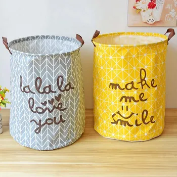 

Large Size Cotton And Linen Storage Box Barrel Waterproof Laundry Barrel Toy Organizer Basket