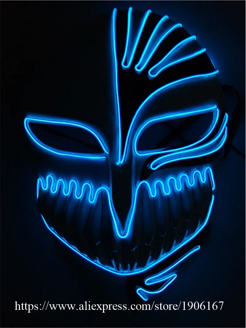 Halloween ghost Slit mouth light up glowing EL wire Cute mask Fashion Cosplay mask Costume mask for party By 3V Steady On Driver21