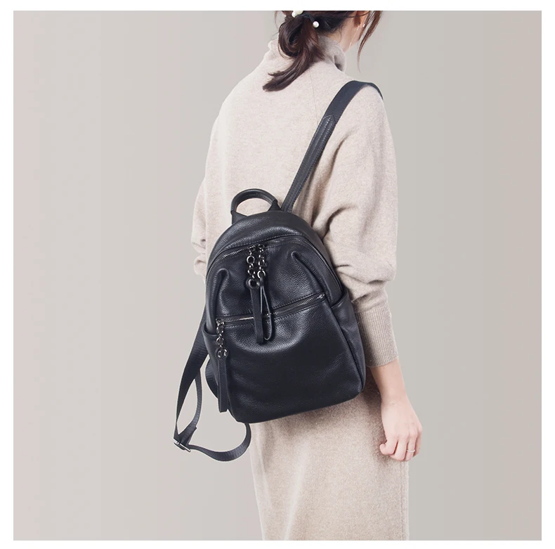 Real Genuine Leather Women's Backpack Female Real First Layer Cow Leather Ladies' Backpacks Travel ipad Cowhide Bags (5)