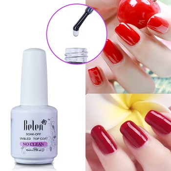 

Belen 15ml No Wipe Top Coat UV Gel Nail Polish Soak Off No Cleaning Needed UV Gel Nail Manicure Nail Art Design