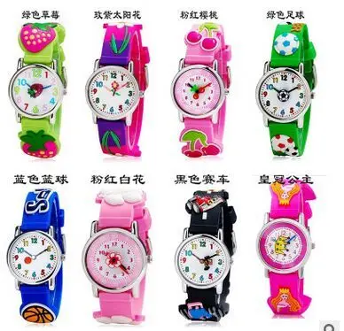 

waterproof 3D Cartoon football Basketball Sun flower car Design Analog Wrist Watch Children clock / kid Quartz Wrist Watches