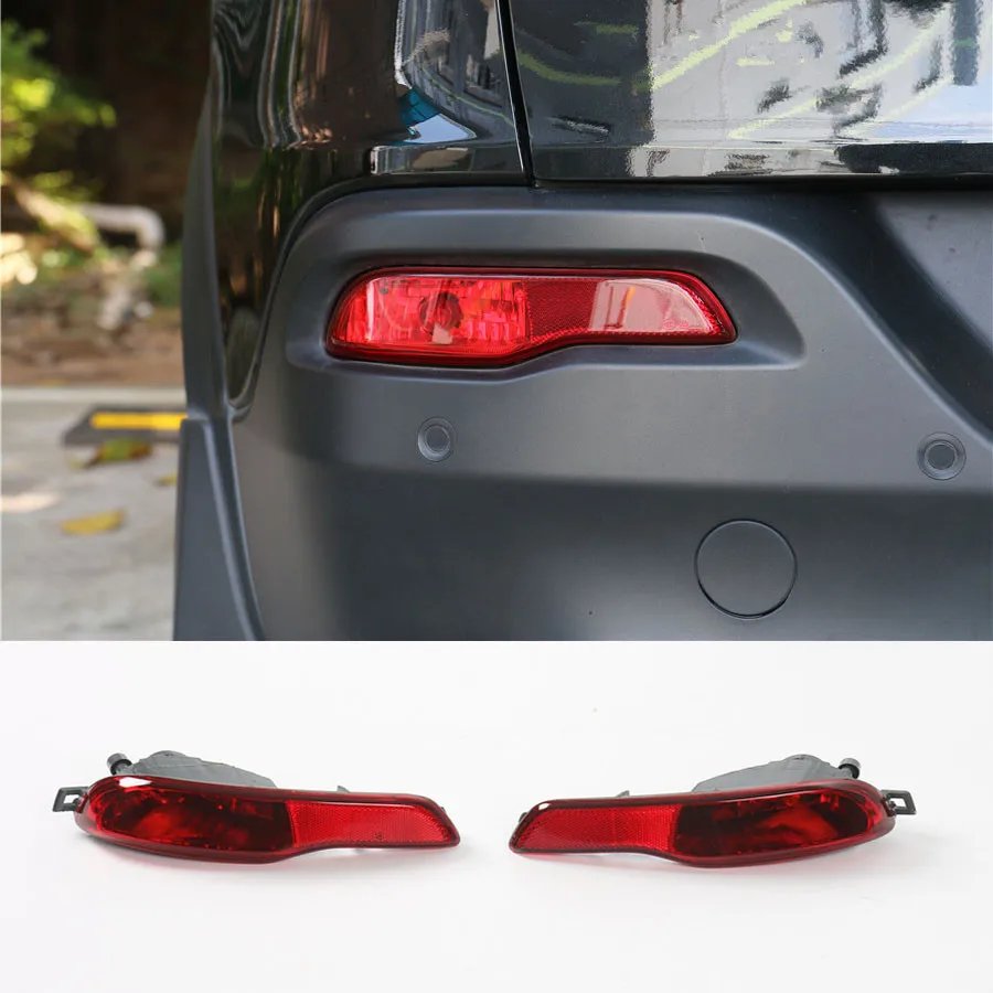 

YAQUICKA For Jeep Cherokee 2014-2016 2Pc/Set ABS Exterior Car Left+Right Rear Bumper Fog Lamps Tail light Trim Cover Styling