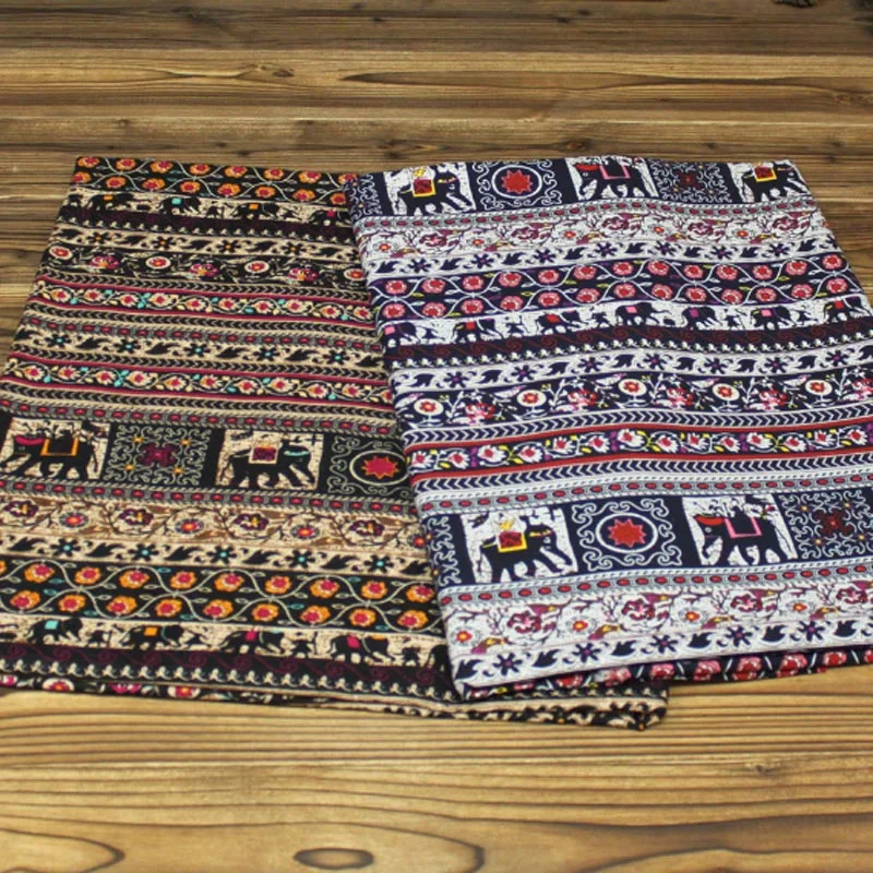 

cotton and linen ethenic stripe elephant fabrics for DIY apparel manual handmade patchwork home decor curtains cloth tissue
