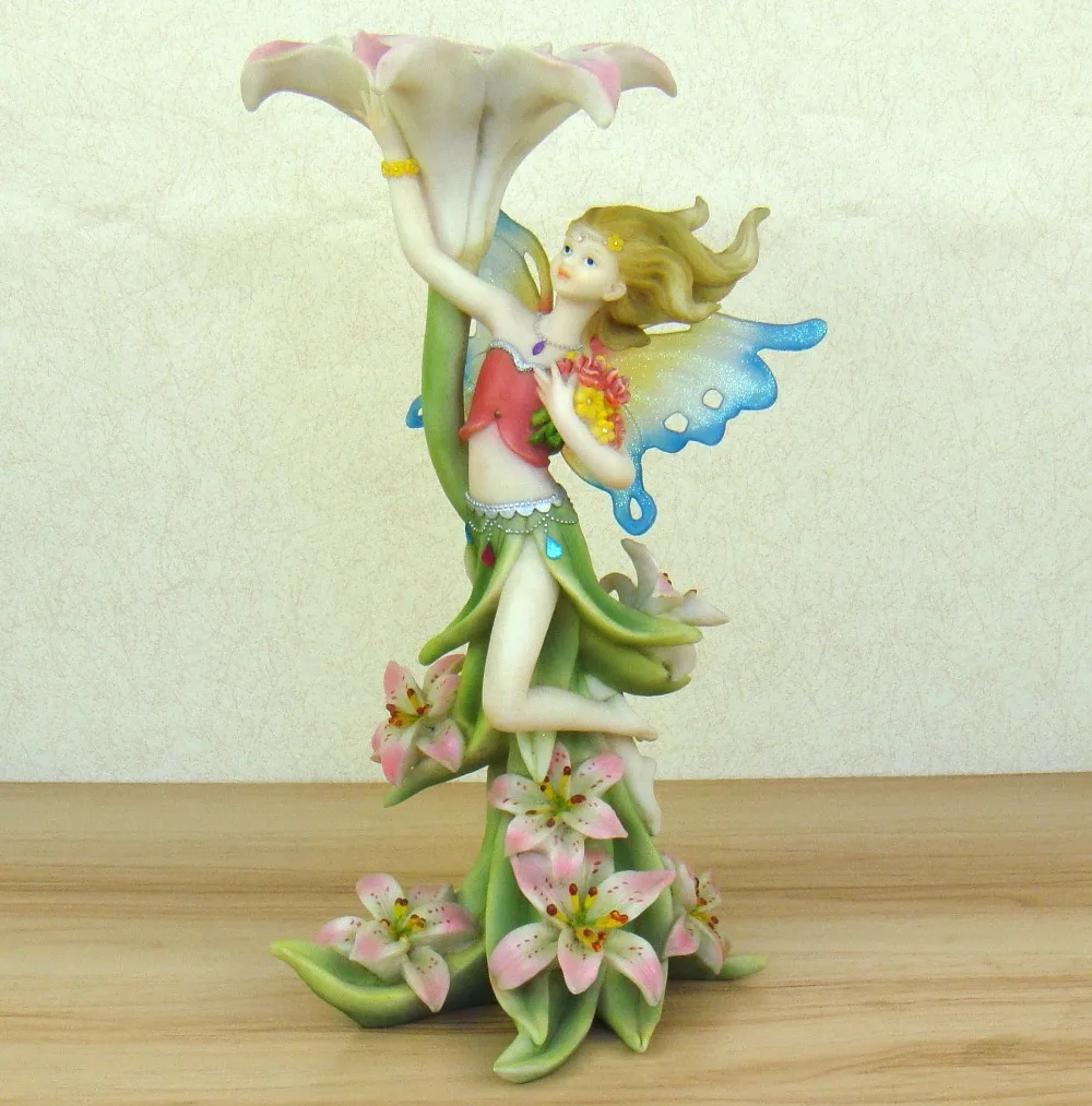 Lovely Flower Fairy Figurine Handmade Polyresin Fay Beauty Sculpture
