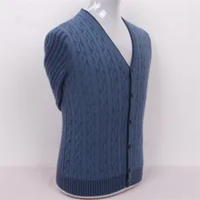 Коза, кашемир резьба вязаный мужской модный v-образный вырез H-straight толстый кардиган свитер темно-серый 2 цвета S/3XL