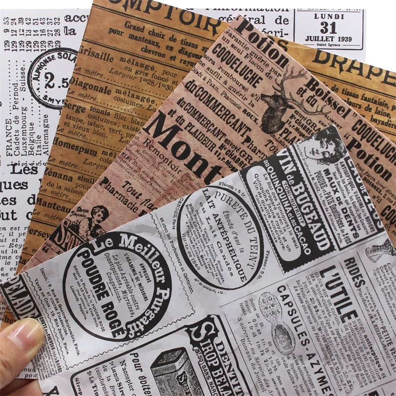 

KSCRAFT 8pcs Vintage Newspaper Background Stickers for Scrapbooking Happy Planner/Card Making/Journaling Project