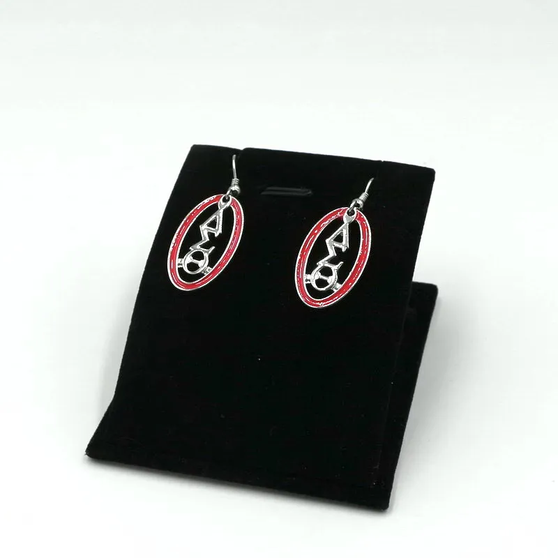 

Free Shipping Greece Sorority Jewellery Peach Pink Enamel Delta Sigma Theta University Jewelry Charm Dangle Drop Earrings