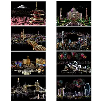 

Creative Color Postcard Scraping Night Scenes Scratching Classical Architecture City Sign Greeting Cards