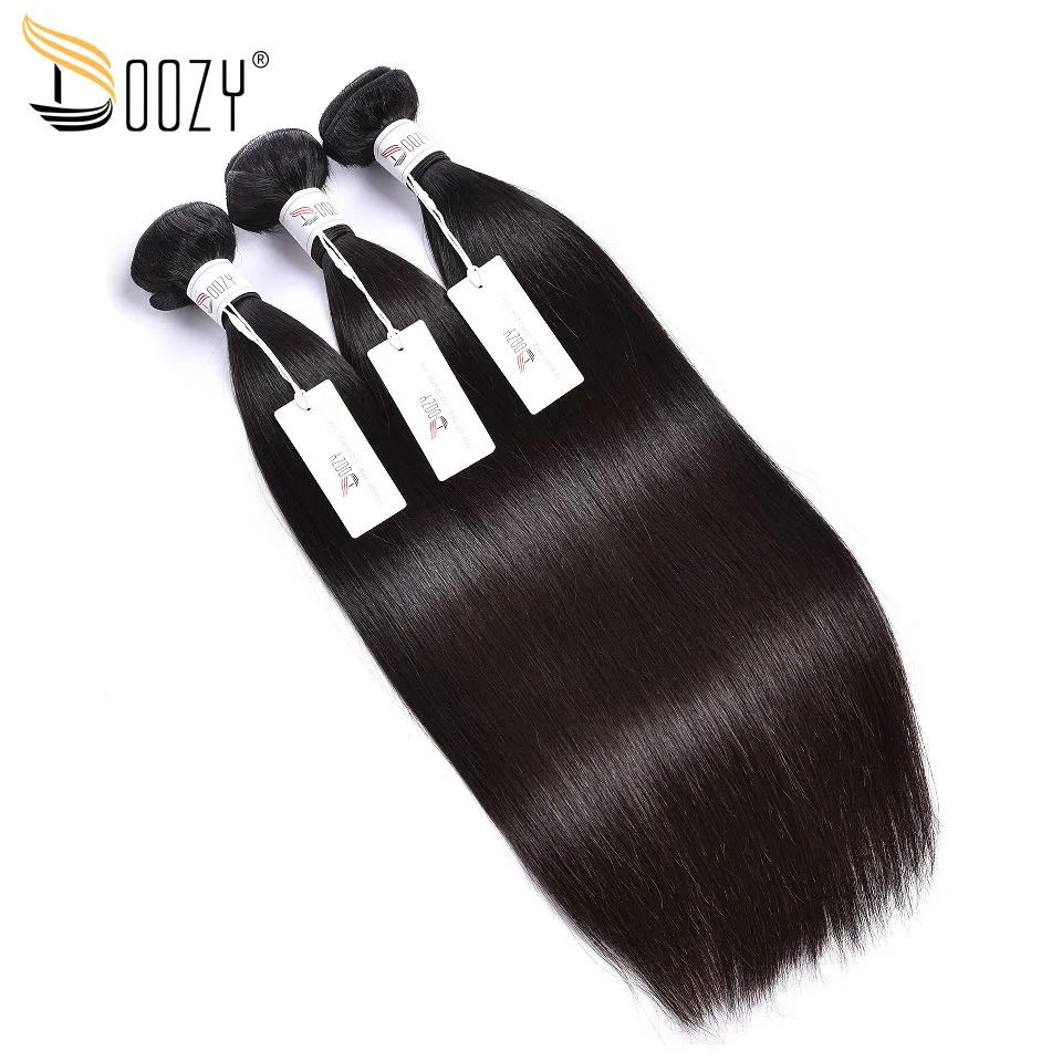 Doozy Brazilian Virgin Hair Straight 3 Pieces Natural Color 8"-30" Double Weft Unprocessed Human Bundles | Шиньоны и парики