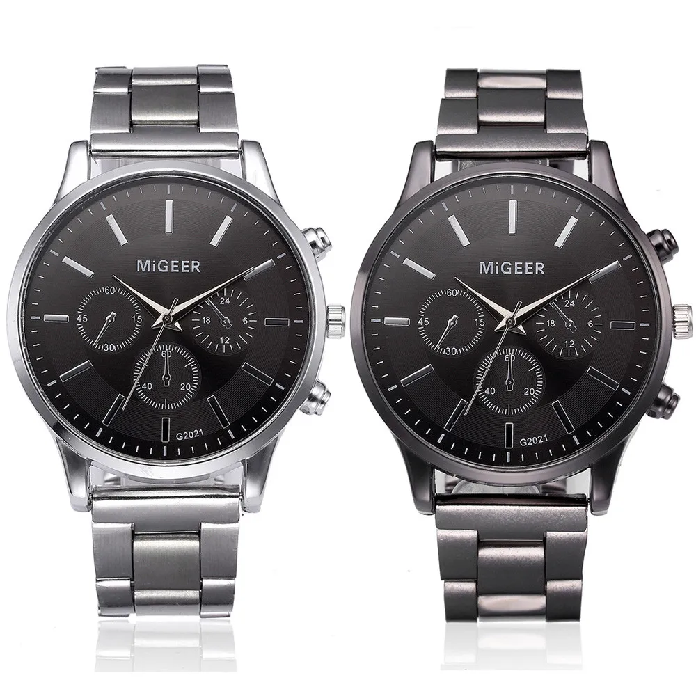 

New Simple Men Watch Stainless Steel Casual Quartz Watches Business Woche Men with Date Week Wristwatch Zegarek Meskie