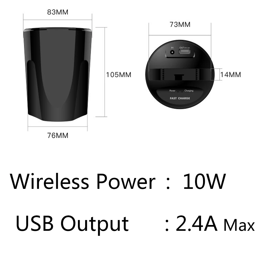 Ascromy Car Wireless Charger Cup Qi Charging Stand for iPhone 8 X 10 iPhonex Samsung Galaxy S8 S7 S6 USB induction Charge Holder (10)