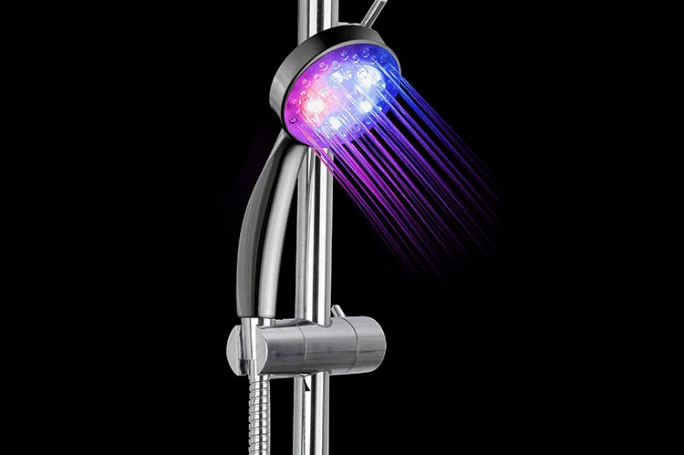 Цветная романтическая Автоматическая Волшебная 7 цветов 5 светодиодный фонарь для душа с дождевой насадкой, новая круглая насадка для ванной