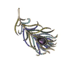 Модные Винтаж Для женщин Романтический перо брошь Кристалл Rhinestone Броши Pin для женская обувь шарф аксессуары и украшения K