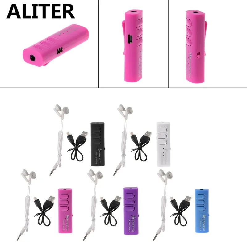 Зажим портативный мини Mp3 USB зарядка цифровой музыкальный плеер синий пластик