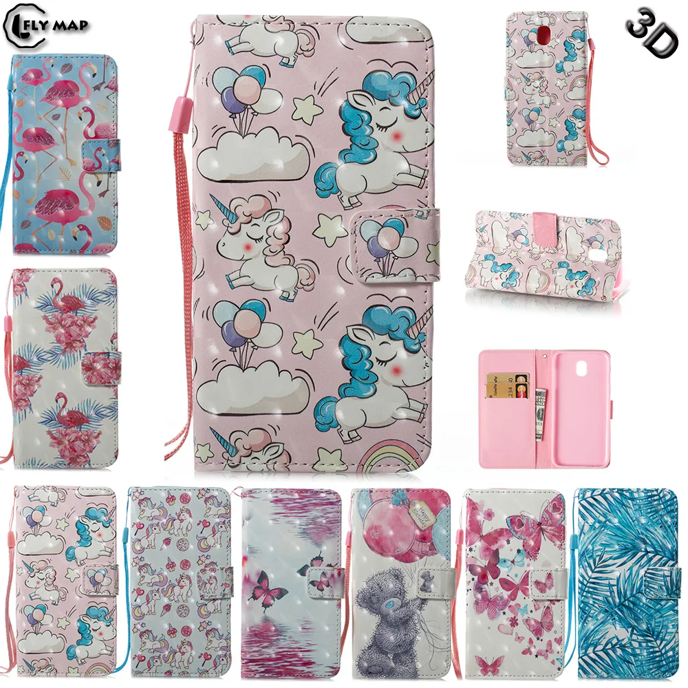3D Case for Samsung Galaxy J5 2017 J530 J530FM J530FM/DS Flamingo unicorn Wallet Leather Cover Phone Case SM-J530F SM-J530FM Bag