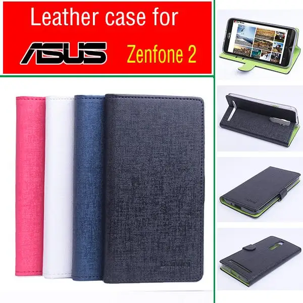 Hit Color PU Leather Phone Case For ASUS Zenfone 2 (5.5inch) Flip Book