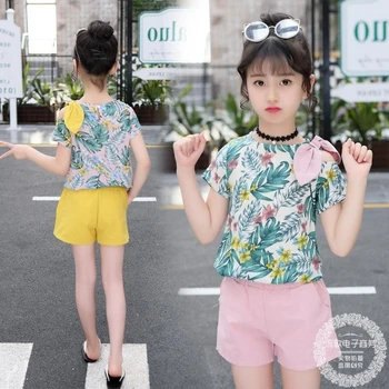 

12 Girls Suit 11 Summer Fashion Clothes 10 Girls Short 9 Kids Wear 8 Hole Shorts + T-shirt TWO-Piece 6 5 4 3 Years Old