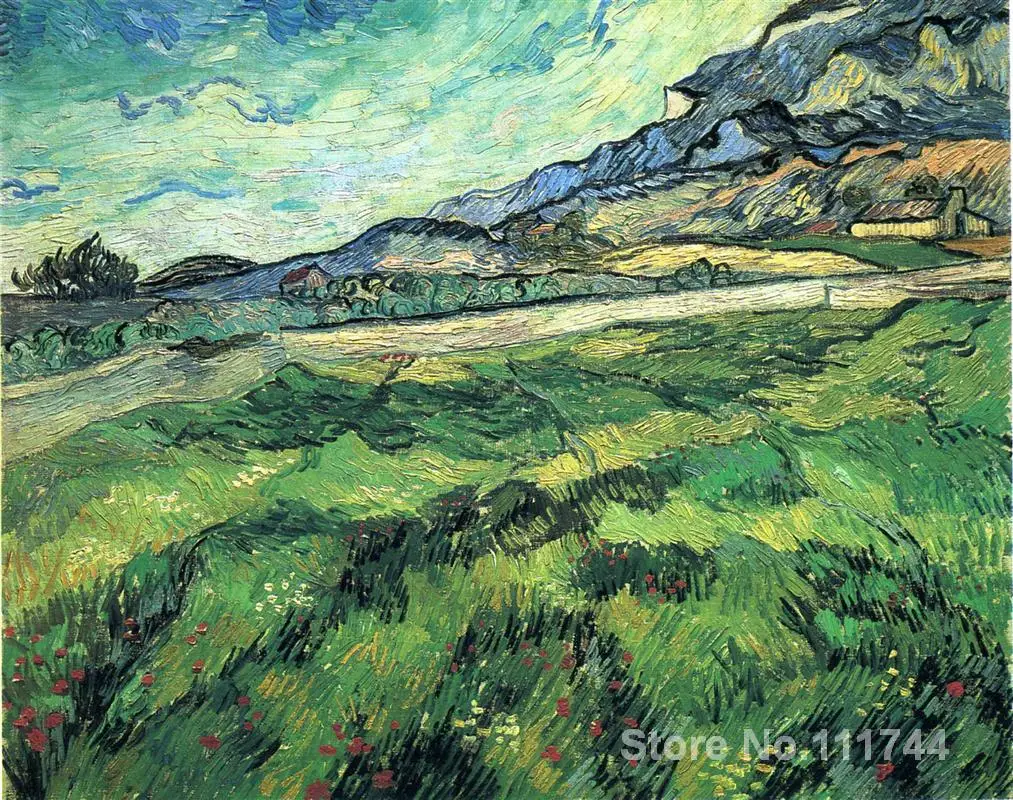 

Wall art The Green Wheatfield behind the Asylum by Vincent Van Gogh paintings on canvas Handmade High quality