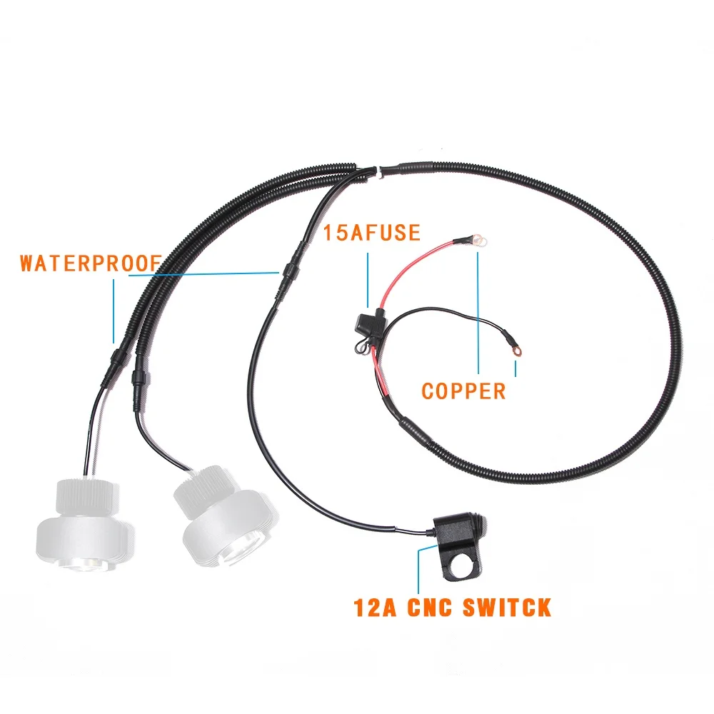 Bosmaa 12 В мотоцикл светодиодный выключатель света провода группа жгут ATV Руль включения выключения для противотуманная фара Свет