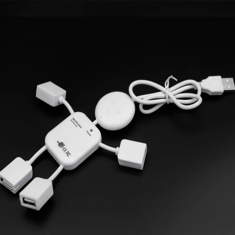 

New 4 Port Hub High-Speed USB1.1 Humanoid Splitter Cable Adapter For Laptop PC