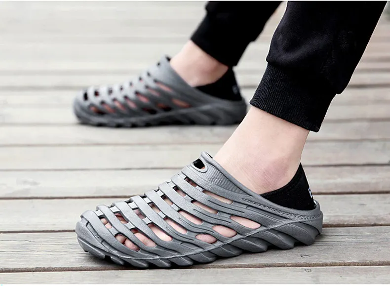 1 (39)Sandals Mesh Shoes Men Breathable Beach Slippers Sport Water Socks Hollow Aqua Wading Shoes Chaussure Homme
