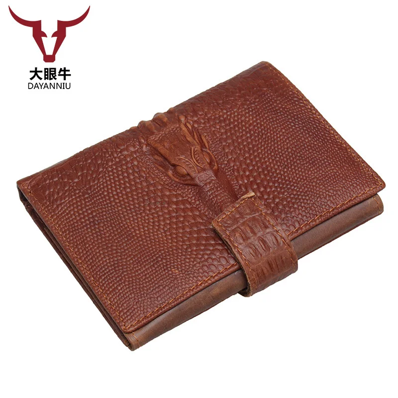

Alligator Excellent Genuine Cow Leather Coffee Wallet For Office Man Men's Vintage Wallets Coin Purse