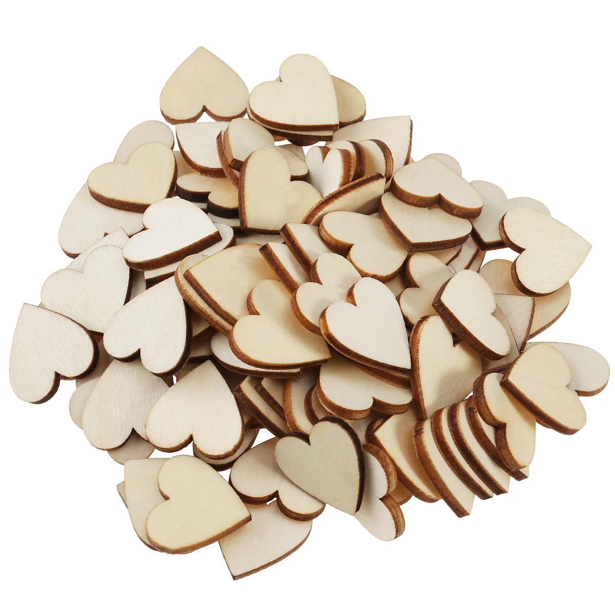 

WINOMO 100pcs 20mm Decorative Slices Disc Blank Heart Shaped Wooden Slices Disc For Home DIY Crafts Embellishments (Wood Color)