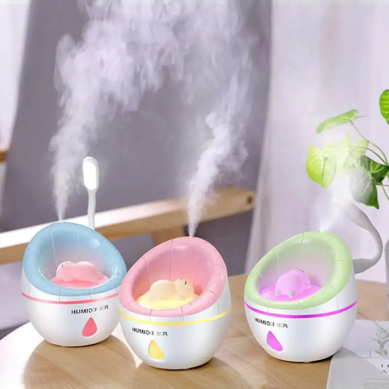 

3 In 1 Cute Air Humidifier USB With LED Night Light Small Fan Noise Reduction Dry-fire Protection Spray 350ml for Home Office