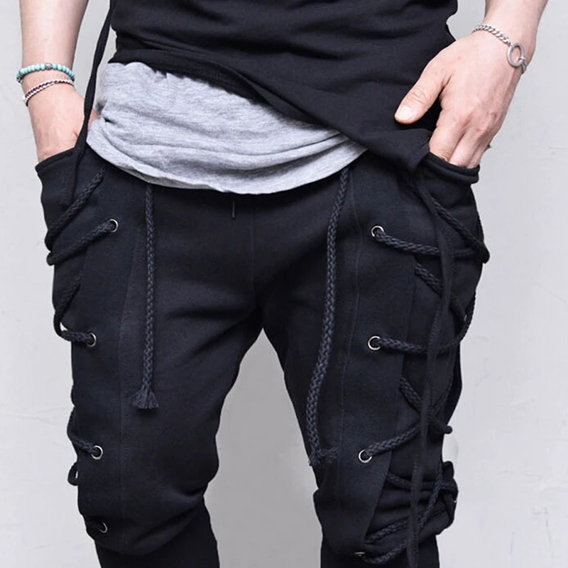 Однотонные простые брюки с карманами на талии; повседневные мужские брюки до щиколотки; модные мужские брюки