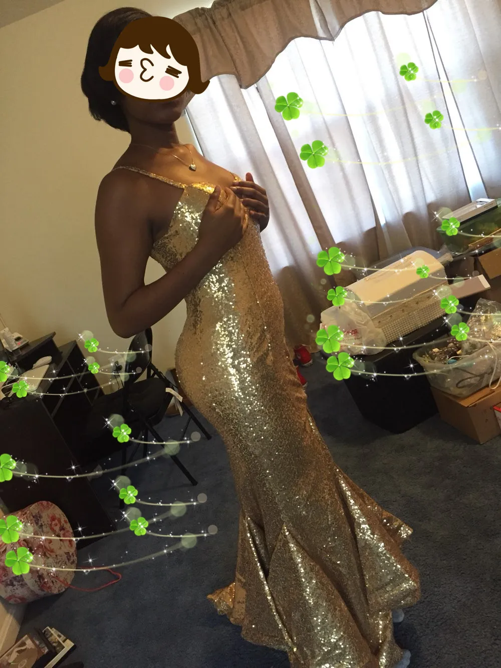 Gold Sequined Mermaid Long Prom Dresses 2016 Vestido De Noche Sexy Spaghetti Strap Women Evening Dress Custom | Свадьбы и торжества