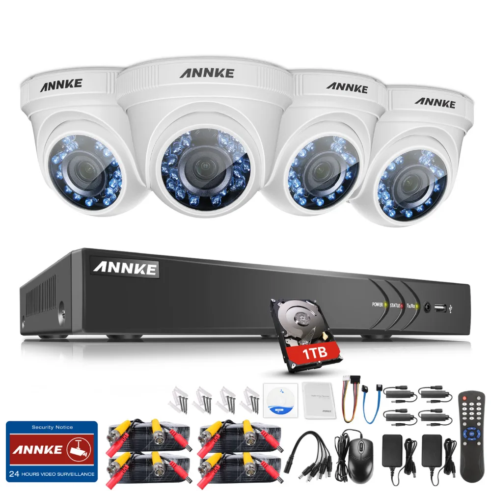 ANNKE 3MP 4CH 5in1 HD TVI CVI AHD IP камера H.264 + DVR 4 шт. 2MP 1080 P уличная Водонепроницаемая ИК