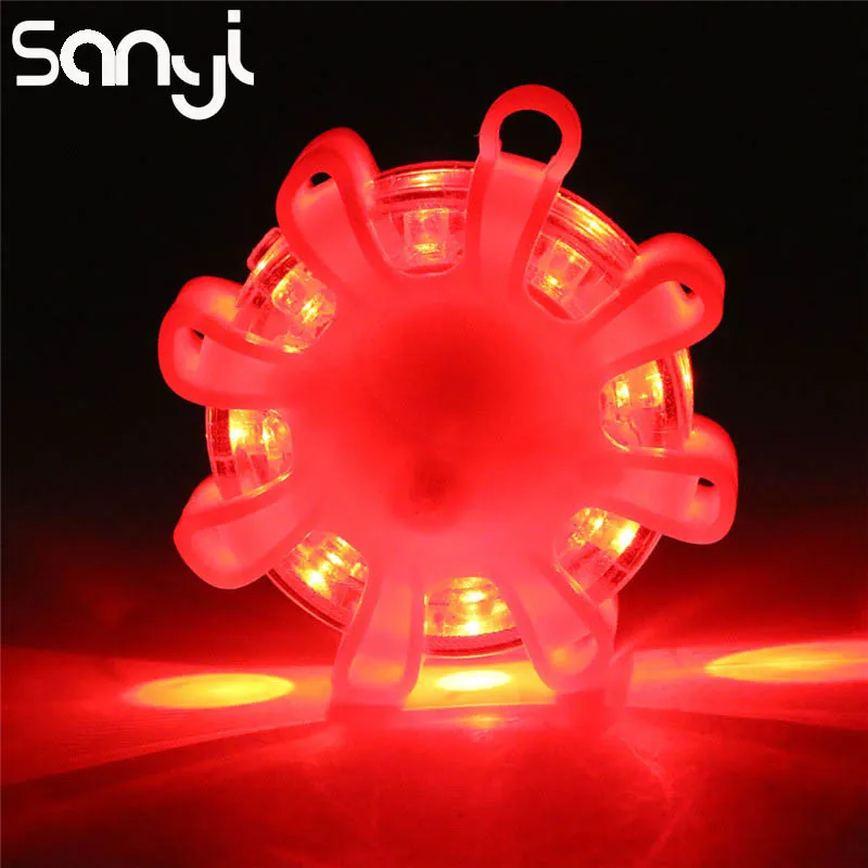 

SANYI 8 Red LED Safety Warnning Light Magnet Flashing Working Flashlight Roadside Emergency Car Repairing Lantern
