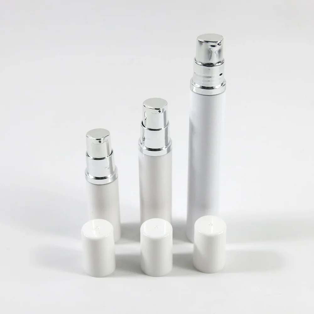 

12 X 5ml 10ml 15ml Airless Pump White Bottles Refillable Airless Containers Air Pump Bottles for Cosmetics Foundations, Lotions