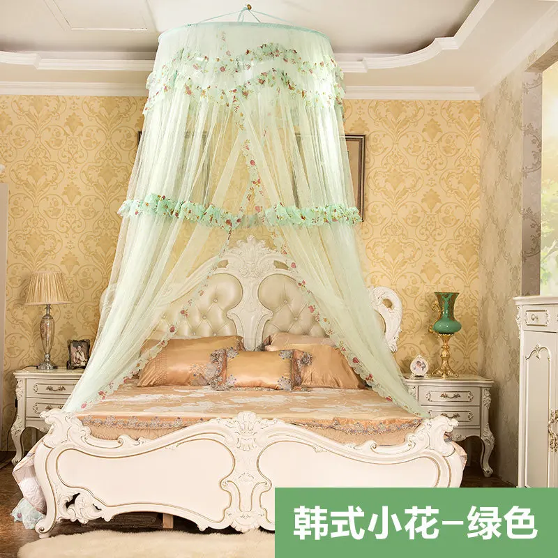 Корейский стиль висел купол москитная сетка для двуспальная кровать тонкая сетка полог с Шторы Украшения в спальню комаров постельные принадлежности сетка - Цвет: hanshixiaohua lvse