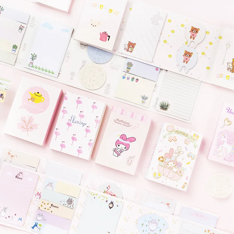 

12set/lot Memo Pads Sticky Notes unicorn Six fold Paper diary Scrapbooking Stickers Office School stationery Notepad