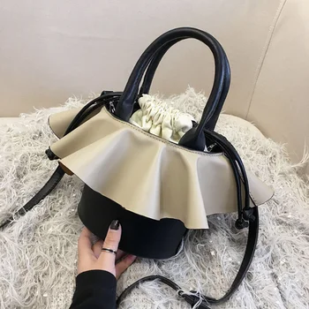 

Spring Summer Women Designer Bags Sweet Lady Pleated Skirt Small Bucket Bags Personality Hangbag Mini Shoulder Messenger Bag