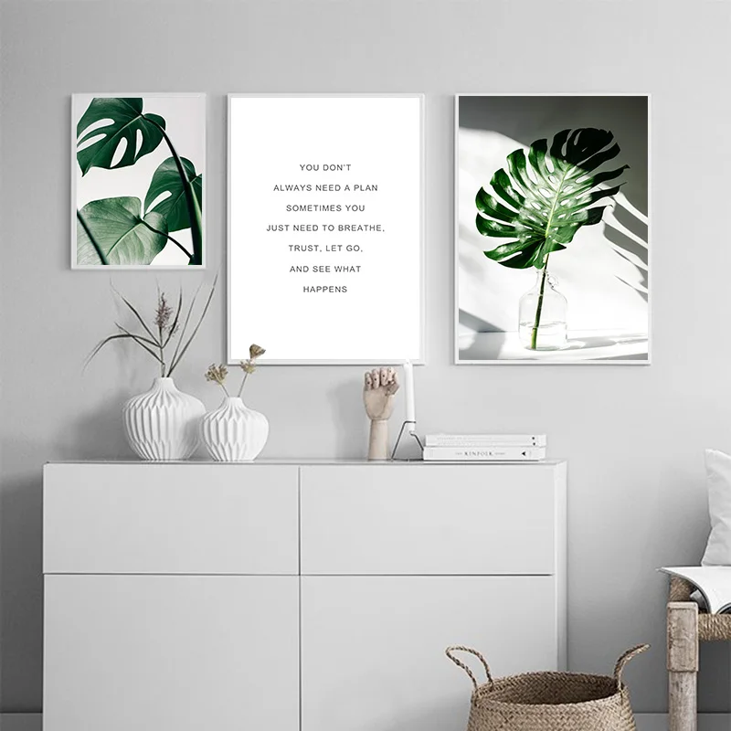 Nordic Leaves Motivational Canvas Poster Wall Art Home Decor Print