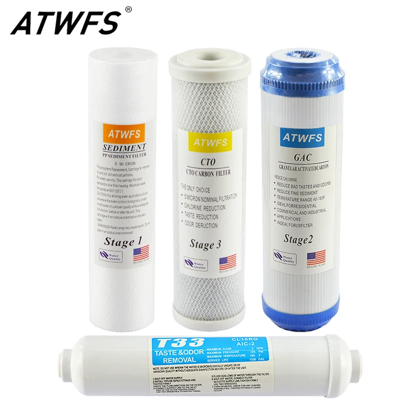 ATWFS 4 ступенчатая система фильтрации воды картриджный фильтр 10 ''PP Cotton Filiter с