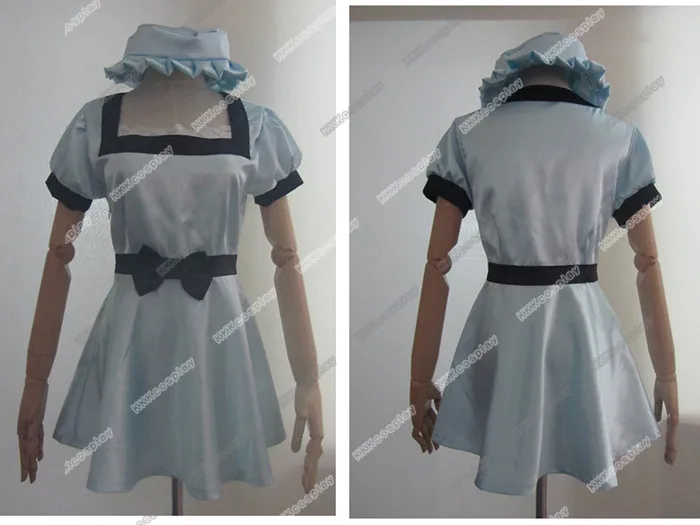 

Steins Gate Mayuri Shiina Cosplay Costume blue dress+hat 11