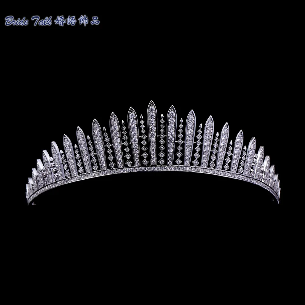 

Micro Pave AAA CZ Leaf Crown Wedding Tiara Bridal Hair Accessories Jewelry Birthday Pageant Crown TR15032