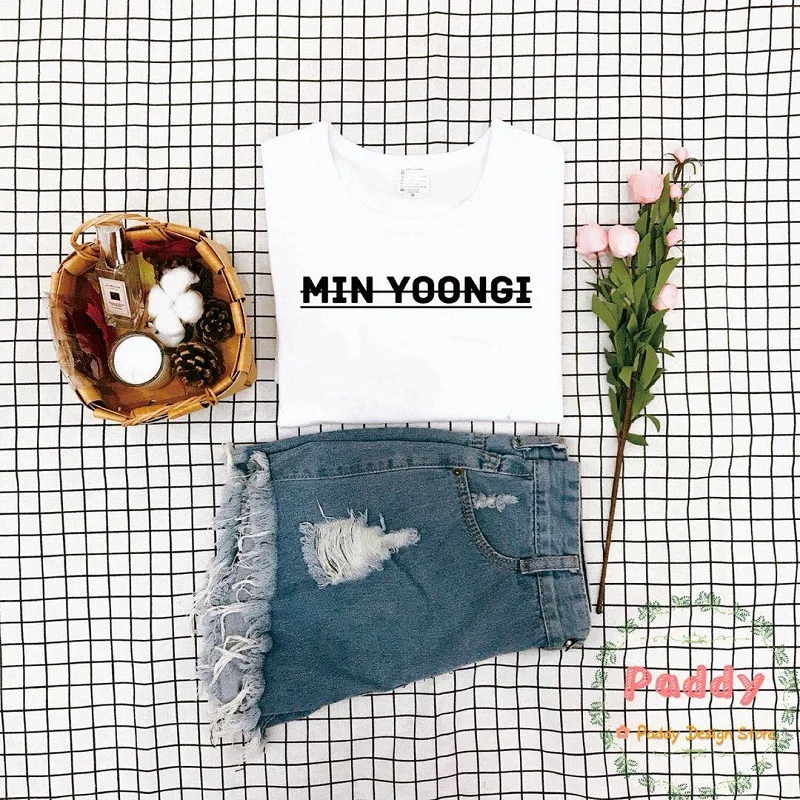 OKOUFEN Tumblr Fashion MIN YOONGI Suga футболка розовая с буквенным принтом женский топ унисекс уличная футболка размера плюс Прямая поставка