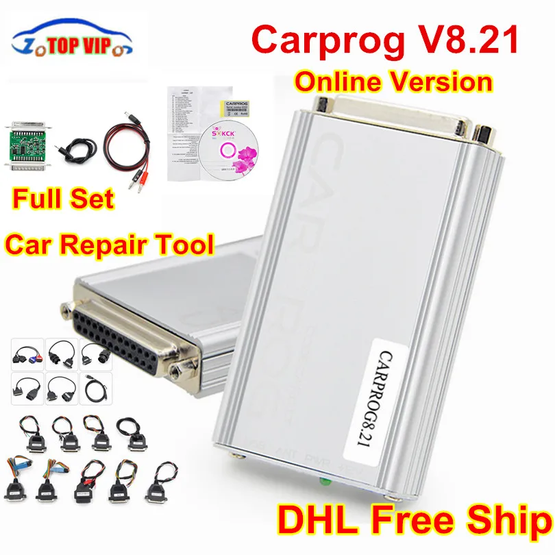 

Newest V8.21 V10.93 Carprog Full Adapter Car Prog 8.21 with keygen Online Programmer For Radio/Dash/IMMO/ECU Auto Repair Tool