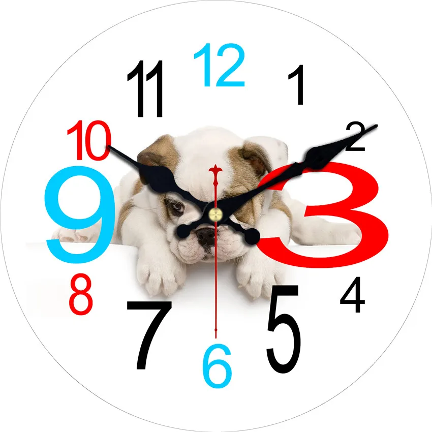 Большие декоративные круглые Настенные часы Fun Little Dog Настенный декор для