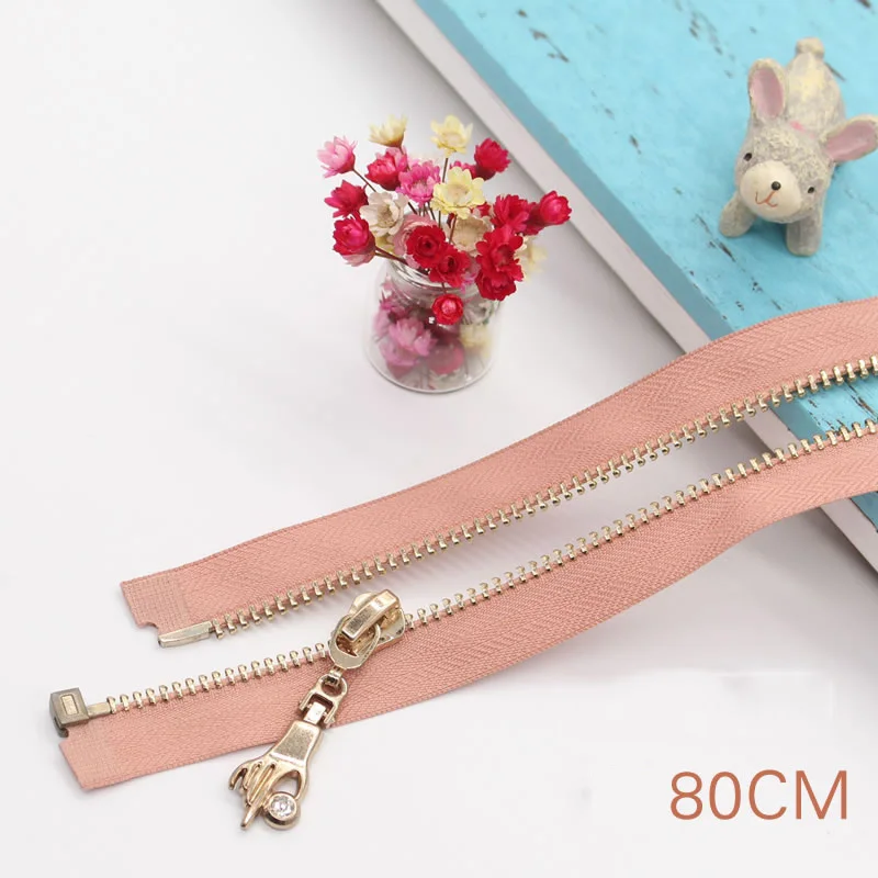 pink-03-80cm Meetee 5#50-80 см металлическая открытая молния слайдер DIY Инструменты для рукоделия молния для шитья молния одежда пальто куртка аксессуары AP544 - Цвет: pink-03-80cm