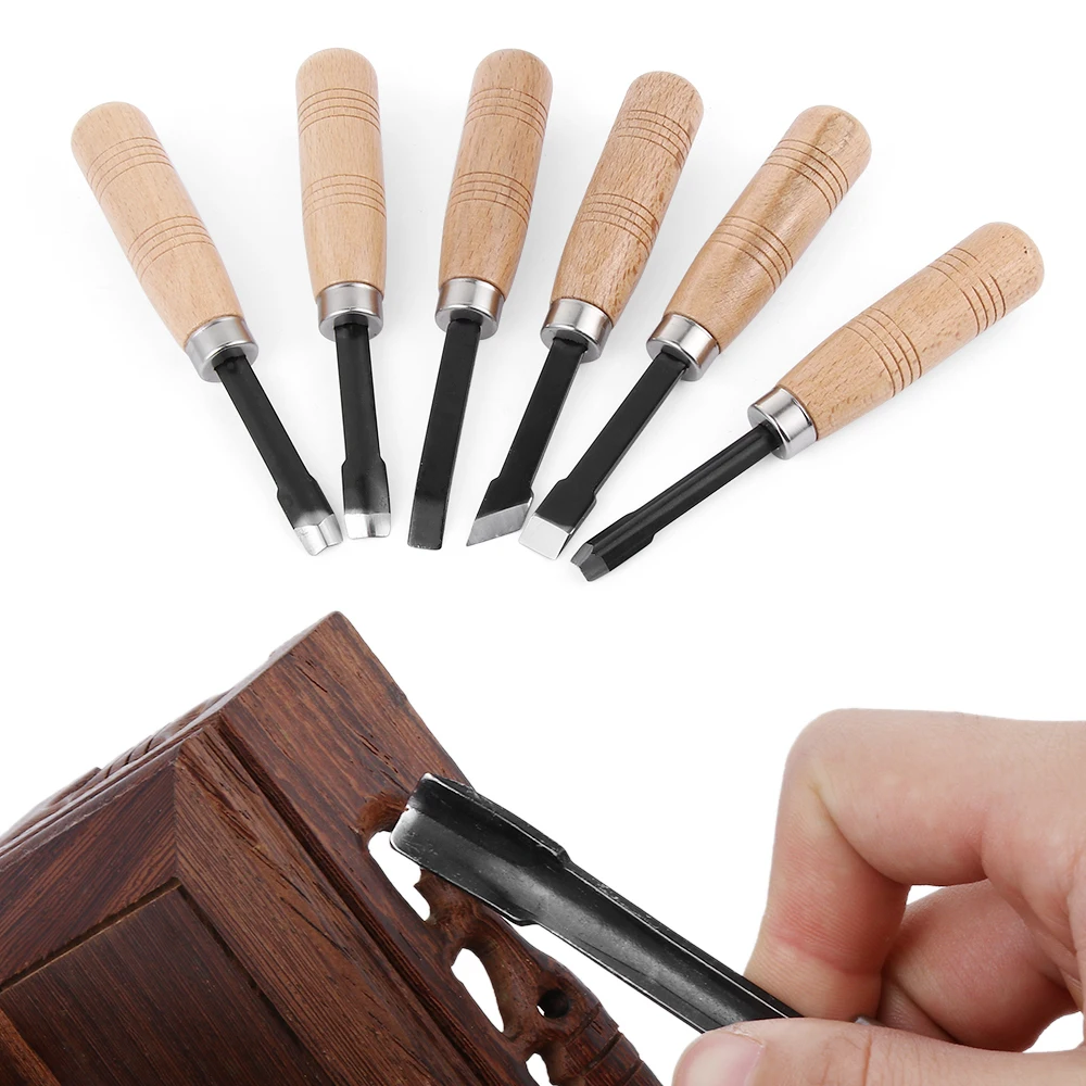 6Pcs/set Woodpecker Dry Hand Wood Carving Tools Chip Detail Chisel Set Knives Tool Handmade