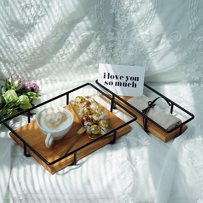  SWEETGO rectangle Storage tray towel racks wood kitchen racks perfume make up display supply party 